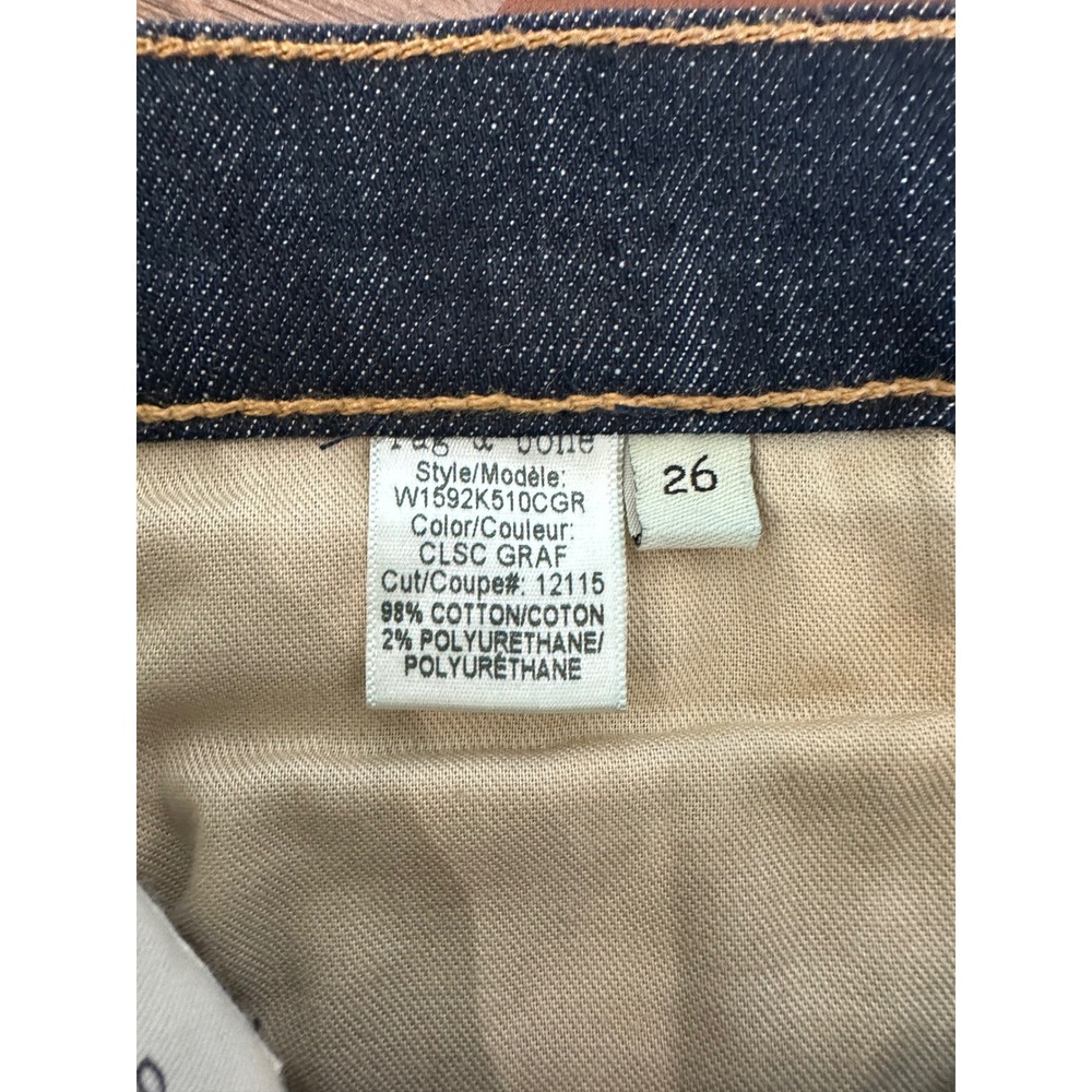 Rag & Bone tomboy Skinny Jeans size 26 dark Wash Graphic Waistband low rise 8" - Picture 9 of 11
